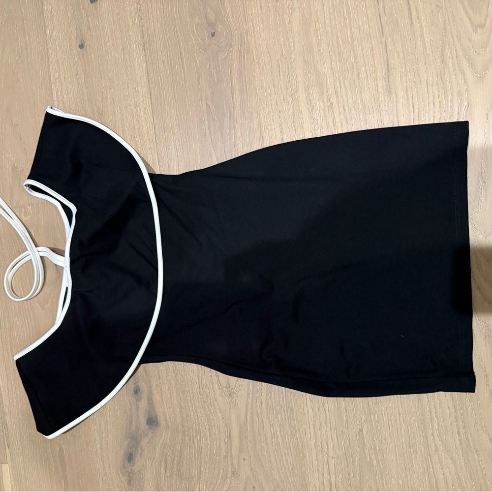by the way. Black Dress with White Accents